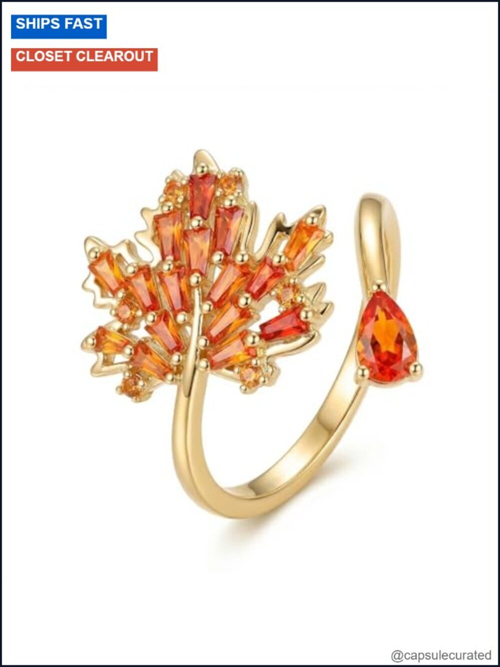 Open Wrap Ring with Cubic Zirconia - Adjustable Sparkly Cute Ring for Wedding